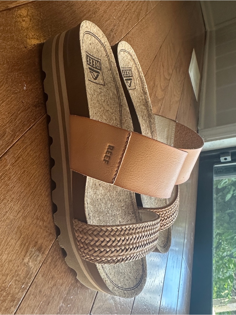 Reef Women's Double-Strap Tan and Natural Slide Sandals - Picture 2 of 5